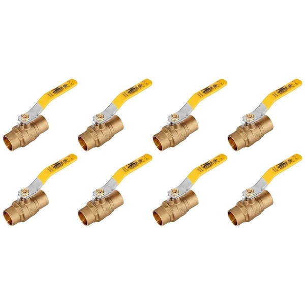 Revalved 1/2" Brass Ball Valve 600 WOG Sweat C x C Full Port, Lead-Free, PK8 SWT-1/2-8PK - main